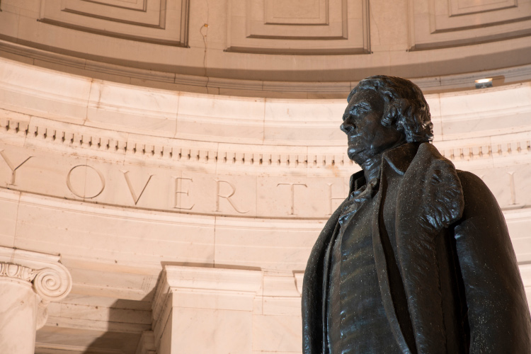 Thomas Jefferson statue in the Jefferson Memorial.